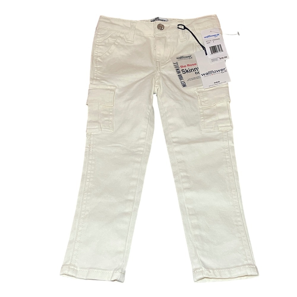 Wallflower Girl Size 4T Cream Colored Skinny Fit Cargo Pants New With Tags